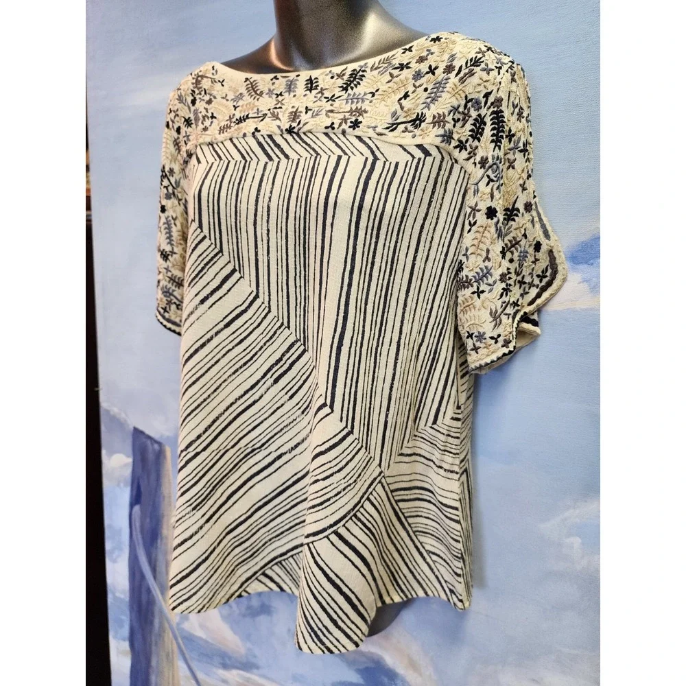 Benares M Embroidered Sleeve  Boho Blouse LNC!